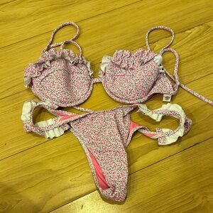 NWOT Floral Pink Bikini Set